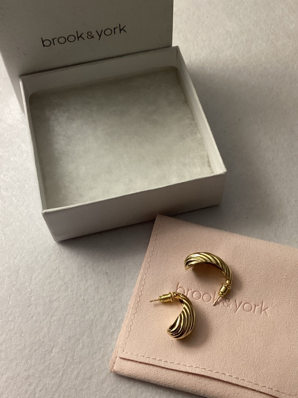 Brook & York Gold Plated Farrah Ribbed Stud Earrings